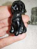 Natural Black Obsidian Sitting Dog Gemstone Crystal Carving