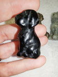 Natural Black Obsidian Sitting Dog Gemstone Crystal Carving