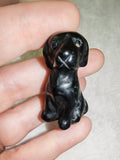 Natural Black Obsidian Sitting Dog Gemstone Crystal Carving