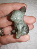 Natural Labradorite French BullDog Carving 27g Blue Gold Flash Crystal Puppy