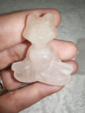 Natural Rose Quartz Meditating Frog Carving 24g Pink Crystal