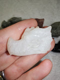 Natural White Calcite Carved Dragon Head Gemstone Crystal