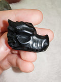 Natural Black Obsidian Carved Dragon Head Gemstone Crystal