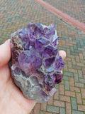 Natural Deep Purple Amethyst Crystal Cluster on Chalcedony Matrix 280g