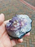 Natural Deep Purple Amethyst Crystal Cluster on Chalcedony Matrix 280g