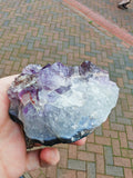 Natural Deep Purple Amethyst Crystal Cluster on Chalcedony Matrix 280g