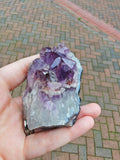 Natural Deep Purple Amethyst Crystal Cluster on Chalcedony Matrix 280g