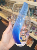 Caithness Glass Engraved Dolphins Colour Wave Art Glass Vase 19cm