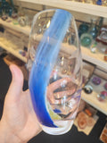 Caithness Glass Engraved Dolphins Colour Wave Art Glass Vase 19cm