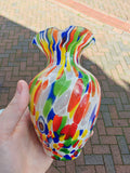Italian Murano-Style Multicolour Cane Art Glass Bud Vase 13.5cm