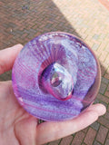 Caithness Oriental Silk Purple Pink Art Glass Paperweight Scotland 650g