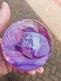 Caithness Oriental Silk Purple Pink Art Glass Paperweight Scotland 650g