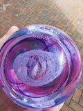 Caithness Oriental Silk Purple Pink Art Glass Paperweight Scotland 650g