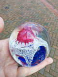 Vintage Studio Art Glass Pink Blue White Abstract Paperweight 500g