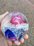 Vintage Studio Art Glass Pink Blue White Abstract Paperweight 500g