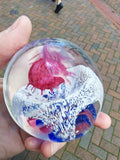 Vintage Studio Art Glass Pink Blue White Abstract Paperweight 500g