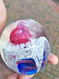 Vintage Studio Art Glass Pink Blue White Abstract Paperweight 500g