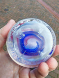 Vintage Studio Art Glass Pink Blue White Abstract Paperweight 500g