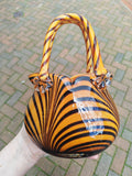Vincenza Collection Handmade Tiger Stripe Art Glass Handbag Vase 22cm