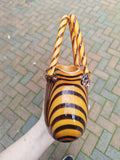 Vincenza Collection Handmade Tiger Stripe Art Glass Handbag Vase 22cm