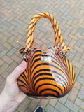 Vincenza Collection Handmade Tiger Stripe Art Glass Handbag Vase 22cm