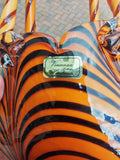 Vincenza Collection Handmade Tiger Stripe Art Glass Handbag Vase 22cm