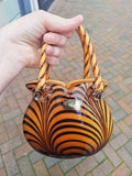 Vincenza Collection Handmade Tiger Stripe Art Glass Handbag Vase 22cm