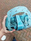 Vintage Murano-Style Aqua Blue Black Art Glass Handbag Vase 1.81kg