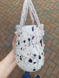 Vincenza Collection Handmade Black White Art Glass Handbag Vase 21cm