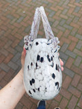 Vincenza Collection Handmade Black White Art Glass Handbag Vase 21cm