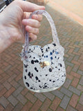 Vincenza Collection Handmade Black White Art Glass Handbag Vase 21cm