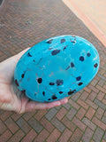 Vintage Murano-Style Aqua Blue Black Speckled Art Glass Handbag Vase