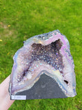 Titanium Aura Amethyst Geode 3kg Rainbow Coated Crystal Cave Cut Base