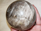 Black Moonstone Sphere Polished Grey Brown & Cream 592g
