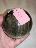 Gold Sheen Obsidian Sphere Polished Black & Golden Display Stone 735g
