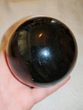 Gold Sheen Obsidian Sphere Polished Black & Golden Display Stone 735g