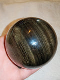 Gold Sheen Obsidian Sphere Polished Black & Golden Display Stone 735g