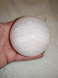 Pink Banded Calcite Sphere Blush Pink & White Polished Crystal 540g