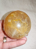 Honey Calcite Sphere Golden Yellow Polished Crystal Ball 322g