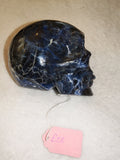 Sodalite Crystal Skull Carving Blue & White Veined Stone 370g