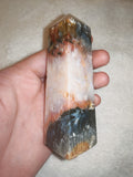 Possible Petrified Wood Tower Polished Cream Peach & Charcoal Stone 196g