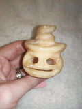 Carved Calcite Pumpkin in Witch Hat 134g Halloween Crystal Figurine
