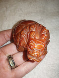 107g Carnelian Agate Dragon Turtle Carving Banded Red Agate Pixiu Figurine
