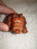 107g Carnelian Agate Dragon Turtle Carving Banded Red Agate Pixiu Figurine