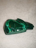 265g Malachite Rabbit Carving Hand Carved Green Banded Malachite Hare Figurine