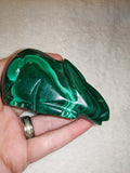 265g Malachite Rabbit Carving Hand Carved Green Banded Malachite Hare Figurine