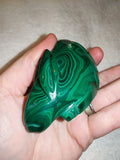 265g Malachite Rabbit Carving Hand Carved Green Banded Malachite Hare Figurine