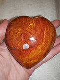 322g Red Yellow Jasper Heart Carving Natural Fiery Ochre Polished Crystal