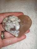 64g Natural Flower Agate Heart Carving Cherry Blossom Chalcedony Crystal