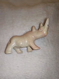 137g Natural Cream Soapstone Rhinoceros Carving Hand Carved Rhino Figurine
